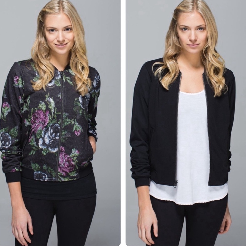 Reversible LULULEMON Bomber Jacket Black Floral